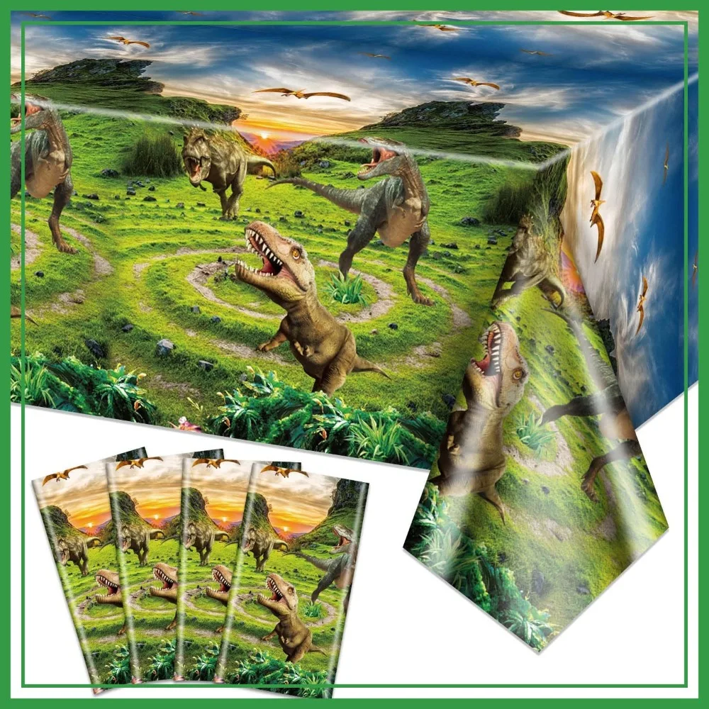 

4pcs Dinosaur Tablecloths 86.6"x51.2" Rectangular Dinosaur Table Decorations for Birthday Parties