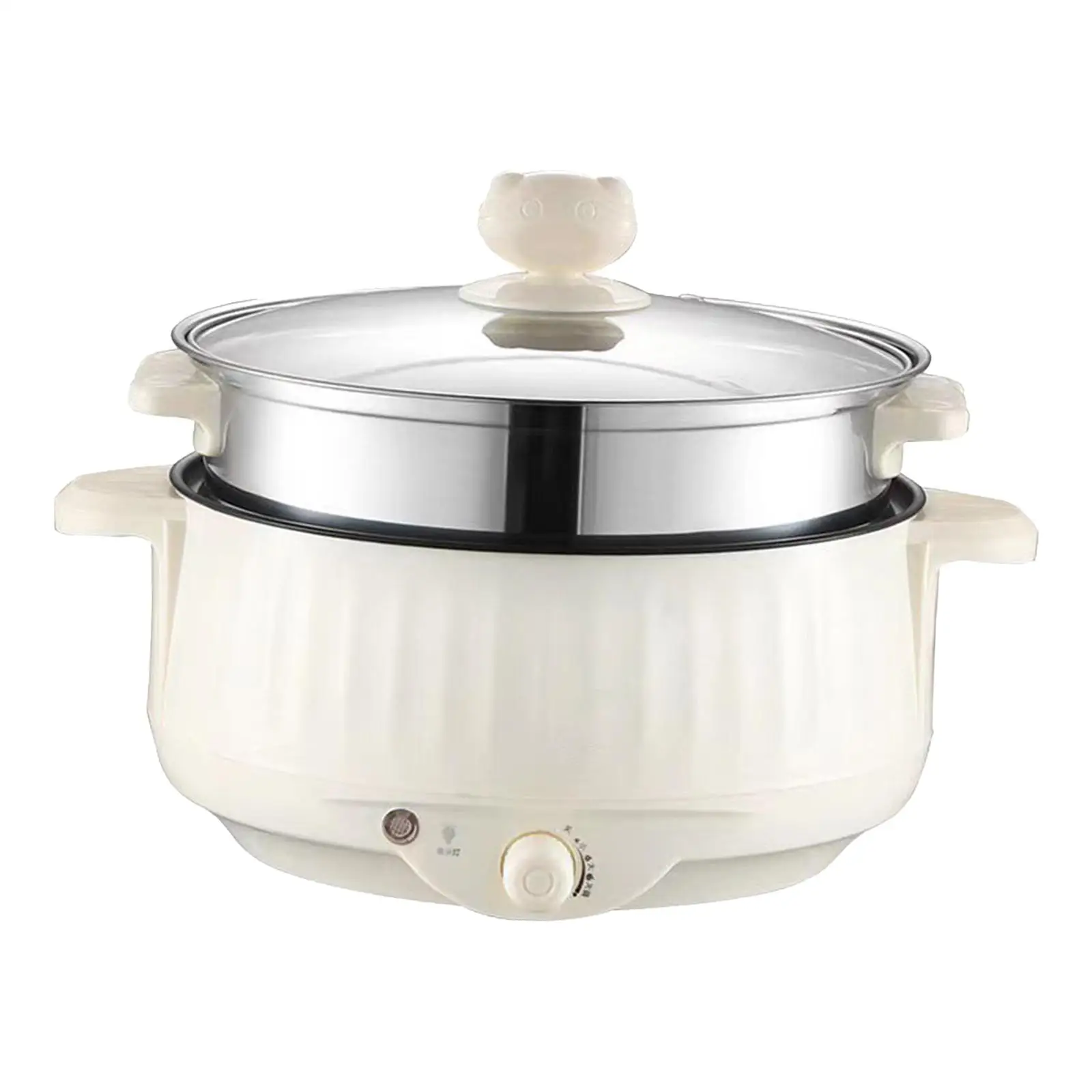 Panela elétrica antiaderente 1.7l, aço inoxidável, multifuncional, 3 engrenagens, frigideira elétrica para macarrão, ramen, mingau, ovos