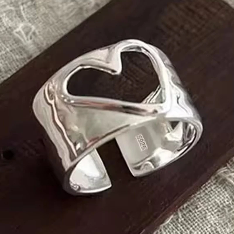 Women's 925 Sterling Silver Thick Double Layer Ring, Minimalist Gift