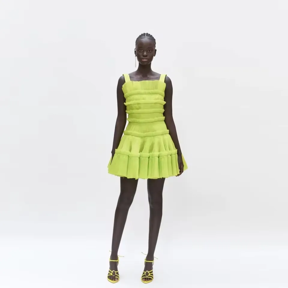 

Green Spaghetti Tulle A Line Prom Gowns Mini Above Knee Length Short Prom Dresses Zipper Vestidos De Noche Cocktail Dress
