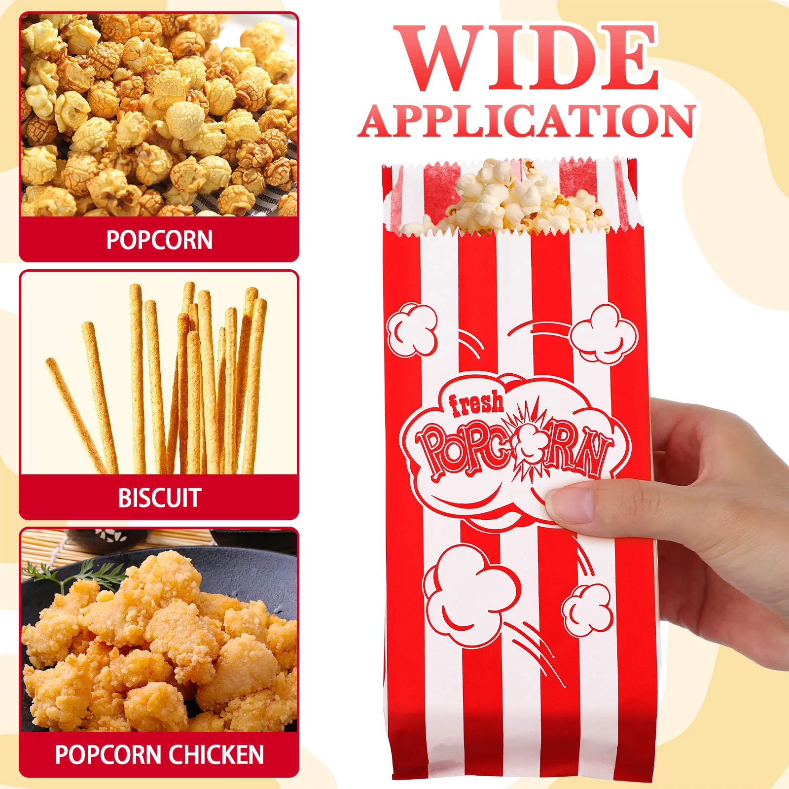 100Pcs Paper Popcorn Bags Food - đánh giá và giá Home Cinema Food