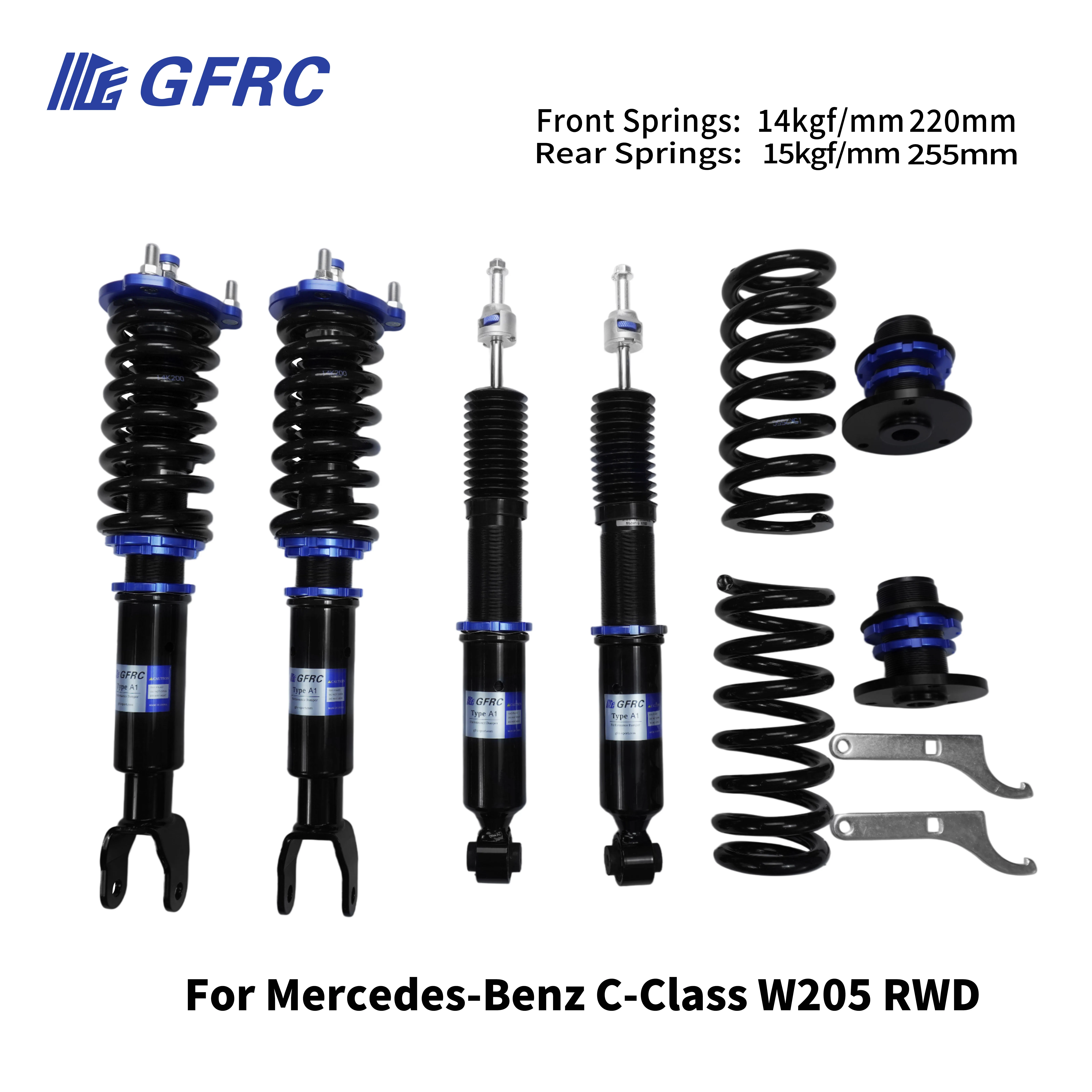 

Monotube Coilover Suspension For 2014-2021 Mercedes Benz C-Class W205 Damping/Height Adjustable Shock Absorber
