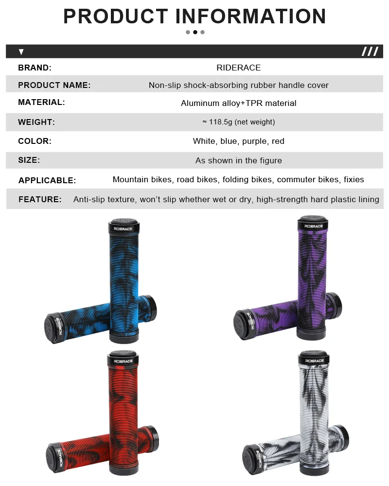 RIDERACE Mountainbike-Lenkergriffe, ergonomische MTB-Fahrradlenkerabdeckung, stoßdämpfende, rutschfeste Fahrradgriffe, lila. – Detail 2