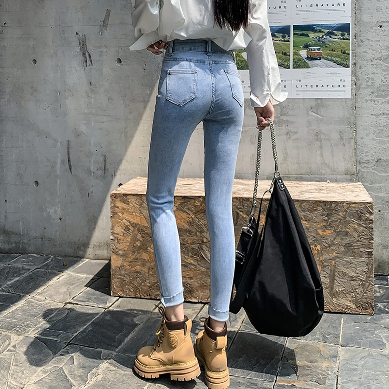 Hoge elastische taille jeans dames casual stretch skinny potloodbroek damesbroeken kleden kleding casual denim vrouwelijke leggings