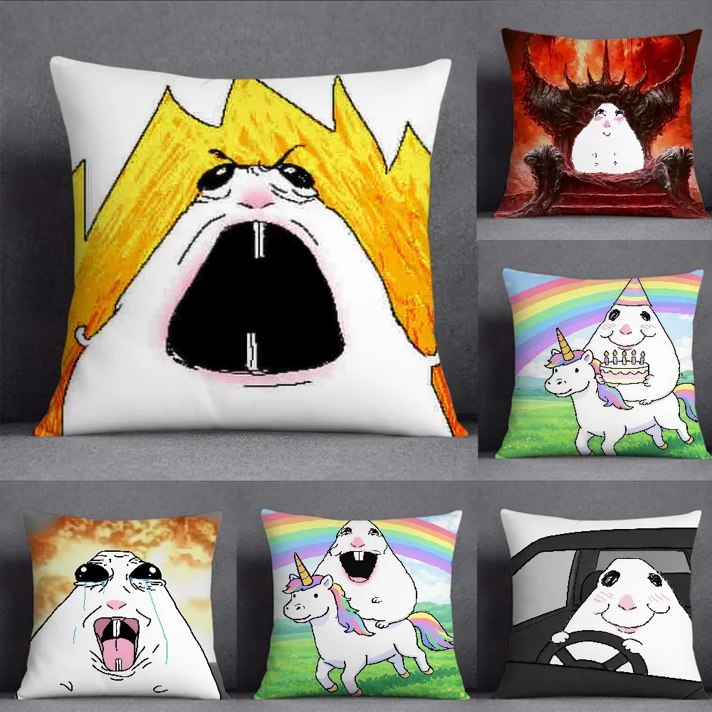 Hamster Meme Cute Mouse Cushion Cover Square Double-Sided Printing Sofa Cushion Cover Pillowcase Bedroom Bedside