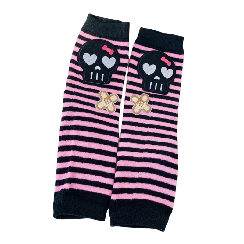 Striped Arm Warmer Arm Sleeves With Thumb Holes y2k Arm Sleeves Y2k Arm Cover Harajuku Skull Arm Warmer Punk Arm Sleeves