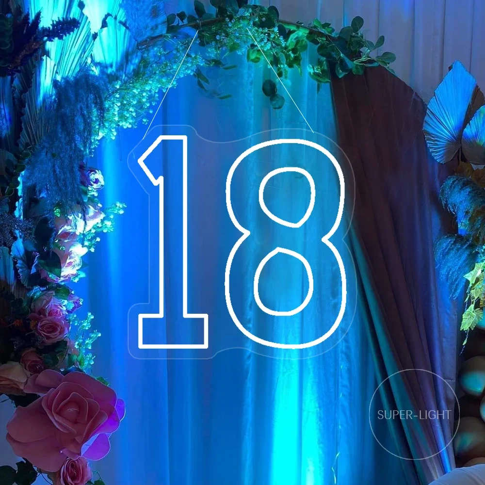 

Light Up Numbers 18 Neon Sign 18th Birthday Light Signs 40cm Tall Birthday Neon Sign Custom Numbers 0 to 9 LED Neon Light Party