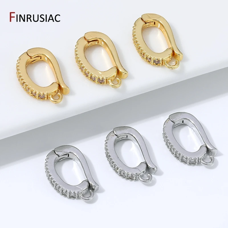 18K Gold Plated Brass Hinged Necklace Enhancer Bail Clip,Zircon Snap On Pendant Connector Clasps for DIY Jewelry Making Findings view 5