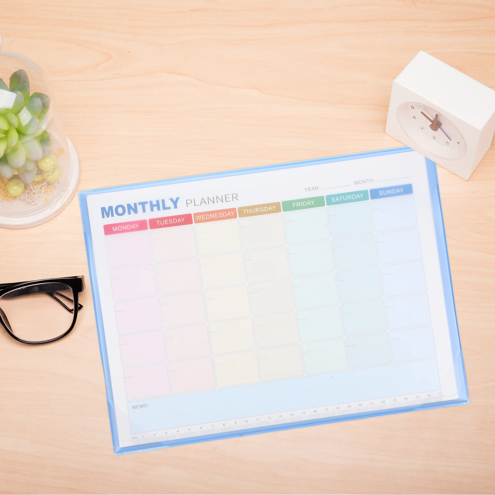 Undated Blank Calendar Sheets A4 Monthly Planner Blue Desk Notebook Home Office Task Scheduling Productivity Tools Monthly