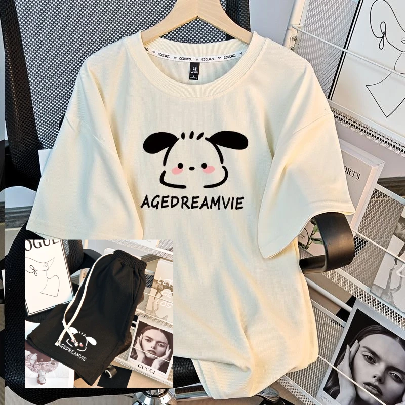 

Tide Brand Summer Short-sleeved Suit Men's Ins Hong Kong Style Sports Two-piece Set Casual T-shirt and Shorts Set