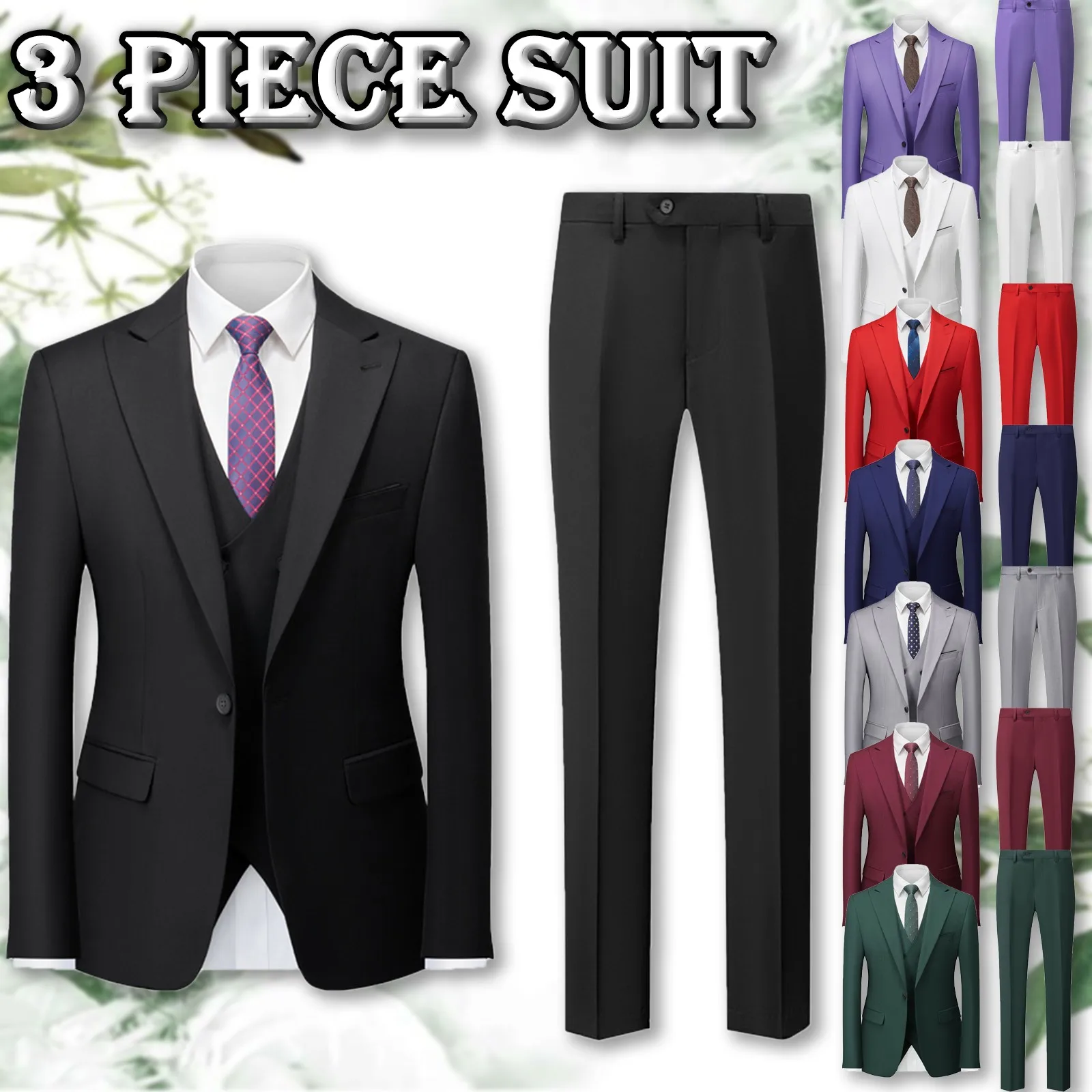 

Mens Wedding Suit Three Piece Long Sleeve Coat And Vest And Trousers Three Piece Solid Swim Suits for Men Tech Suit Men Swimming