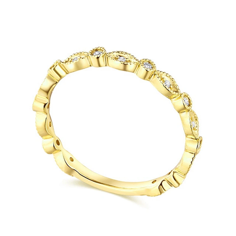 Helon runde si/h 0,1 ct echte natürliche Diamant solide 14 Karat 10 Karat Gelbgold Ring für Frauen Jubiläum Art Deco antiken Schmuck