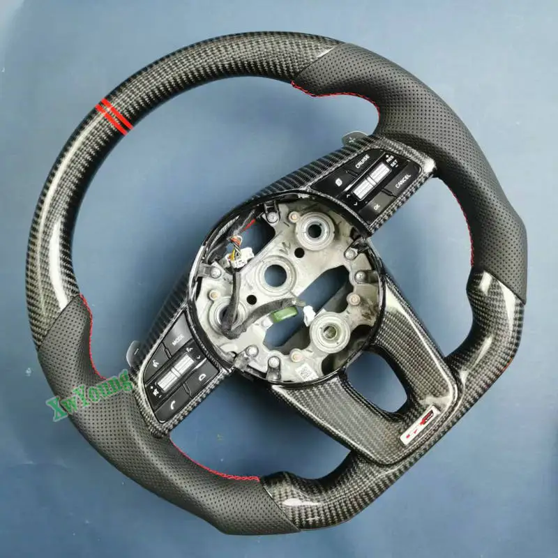 For KIA Forte GT GT-Line Sportage K3 K5 Customized 100% Real Carbon Fiber Car Steering Wheel