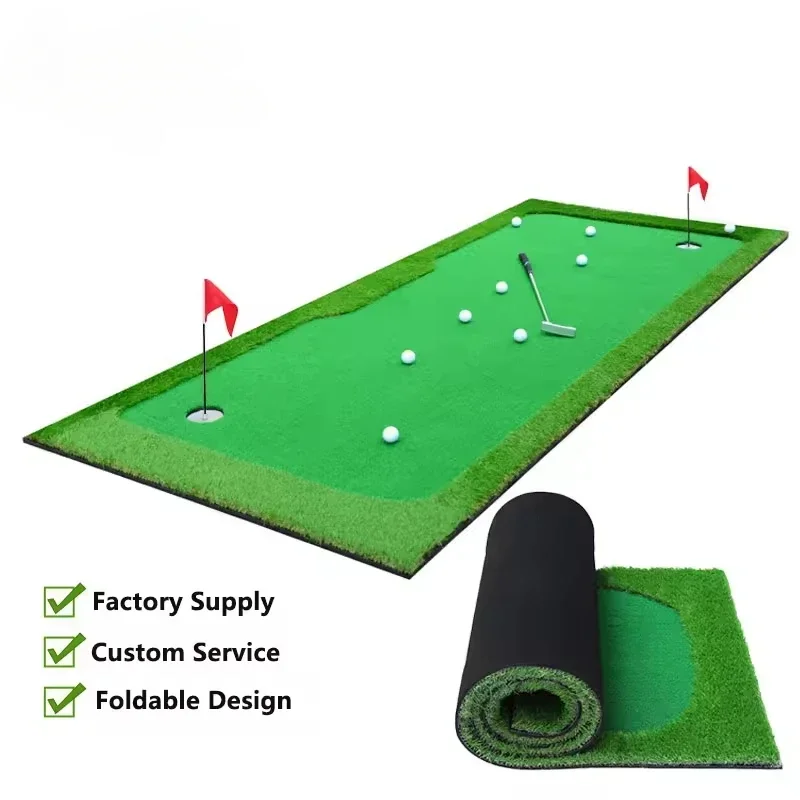 Golf Putting Green Mat, Practice Equipment, Training Aids, Putting Green, Thickened Bottom, Artificial Material