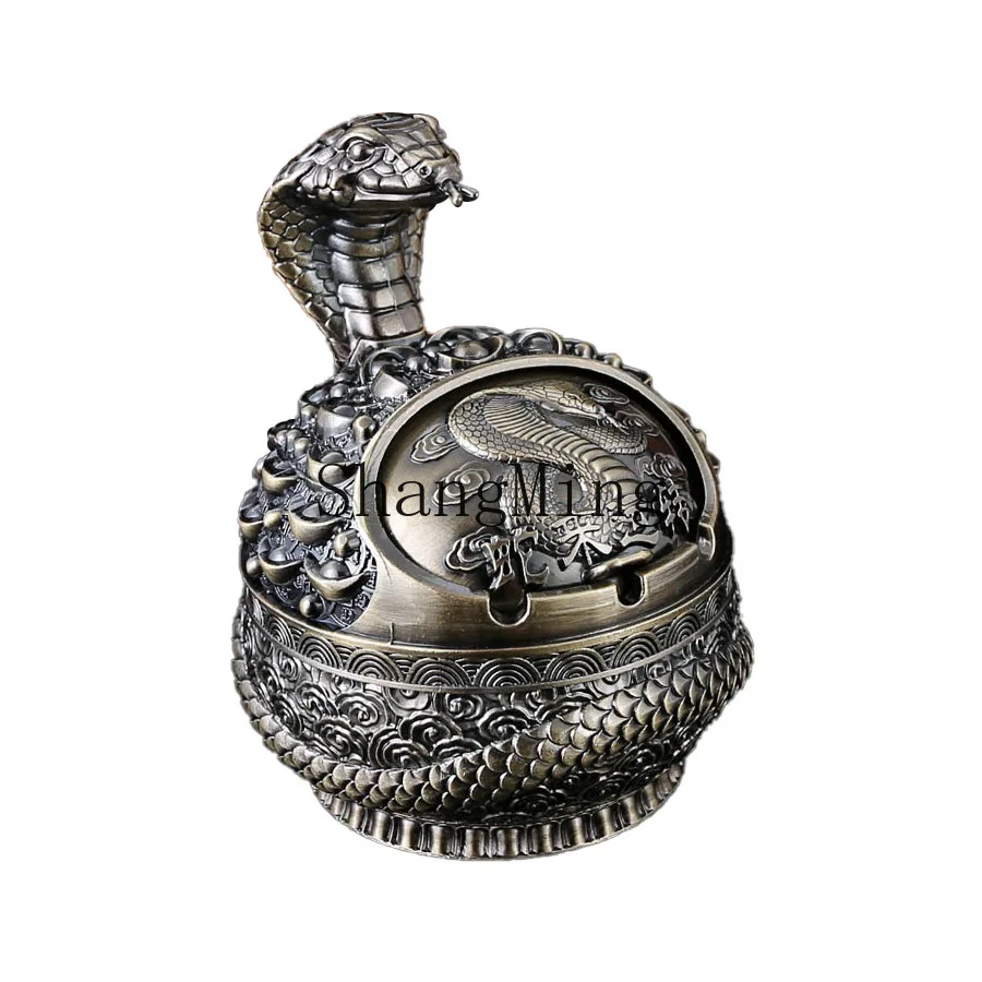 

Пепельница PYH Zodiac в ретро-стиле с крышкой, ветрозащитная, пыленепроницаемая, защищенная от падения пепла, для дома, офиса, гостиной, кофейного столика