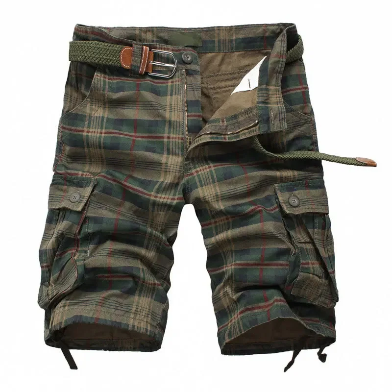 Summer Tooling Shorts Men's Large-size Medium Pants Men's Plaid Casual 5-point Pants Summer Breeches Men's
