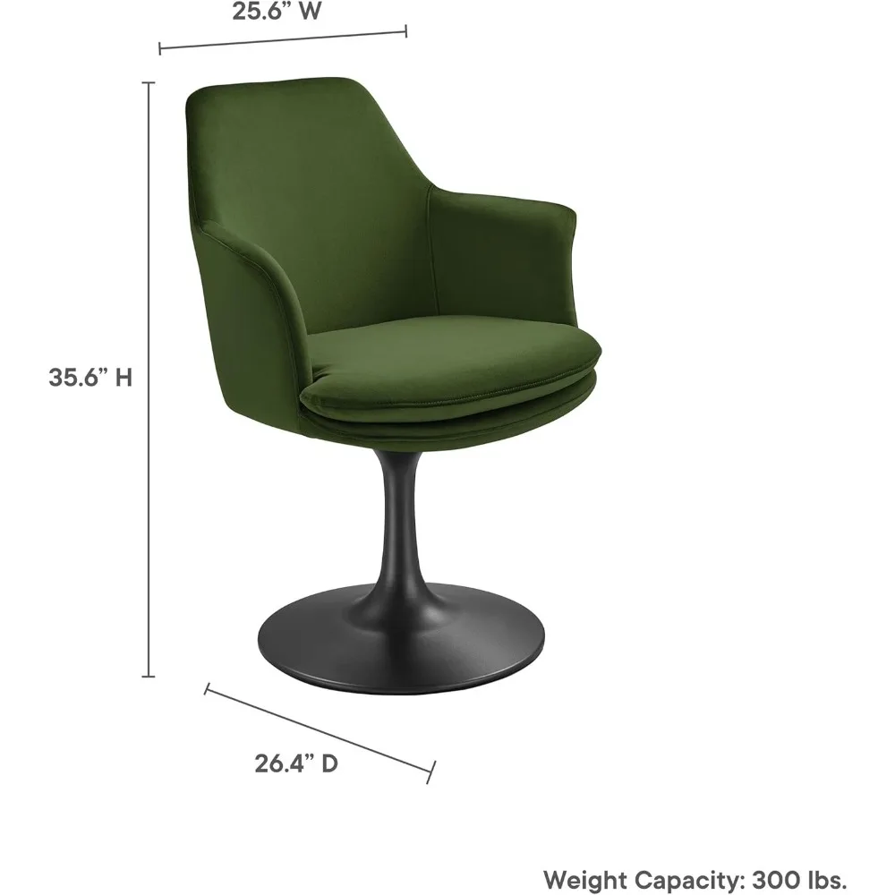 كرسي بذراعين دوار من Black Moss Green Lippa Velvet - كرسي دوار مقاوم للبقع #3