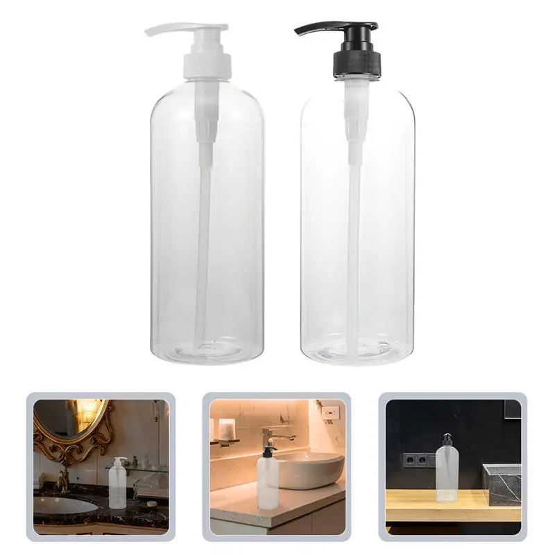 2pcs Refillable Pump Bottles Designer Shampoo Dispensers Clear Soap Dispensers 300/1000ml