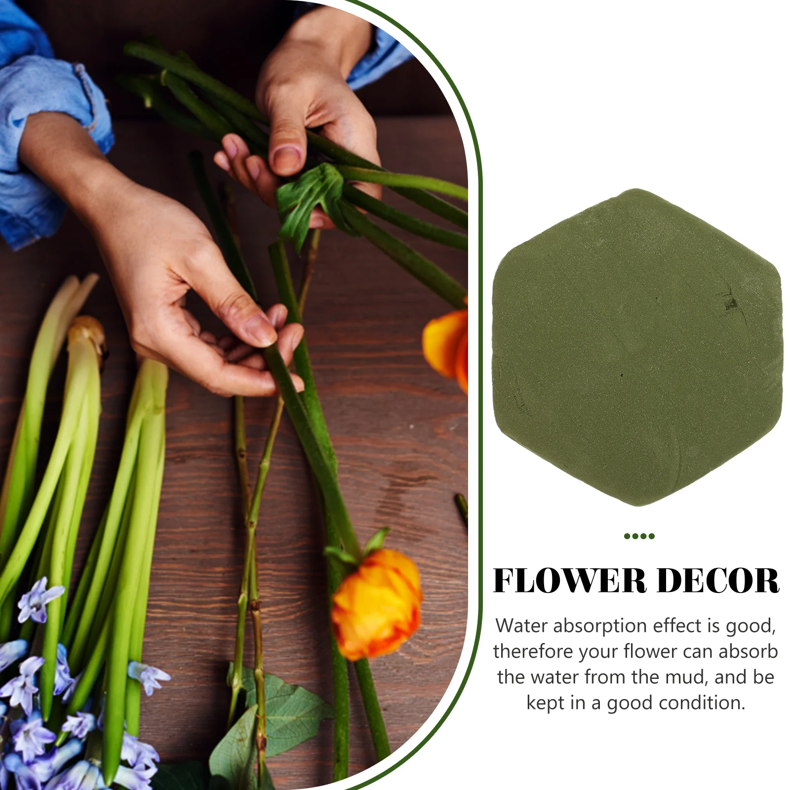 

4pcs Hexagonal Flower Mud Lucky Bucket Arrangement Material Water Absorbent Dried Artificial Flowers Decor Packaging Accessory