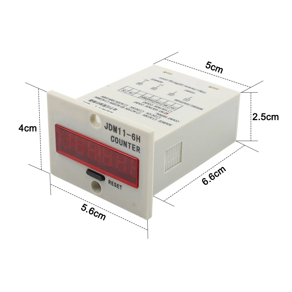 JDM11-6H Electronic Accumulating Counter AC 220V 110V DC 12V 24V Digit Display Length Counting