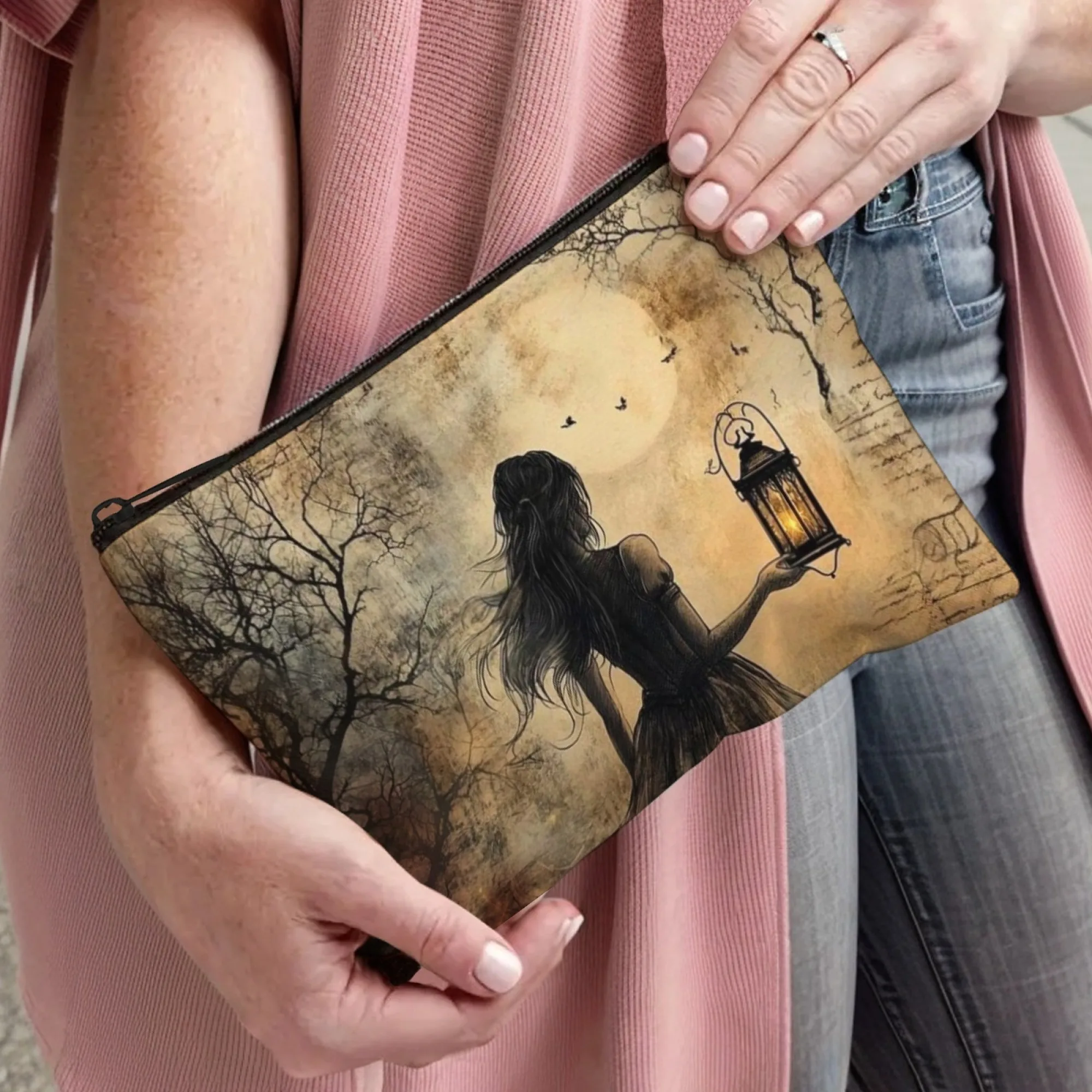 Fairy Tale Like Lantern Girl Makeup Bag Portable Large Capacity Travel Bag Cosmetics Storage Bag Makeup Bag