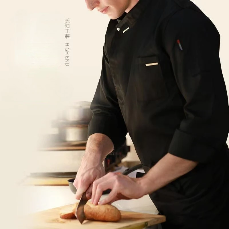 Origianl High-end Long & Short-sleeved Chef Overalls Suit, Hotel Baking Kitchen White and Black Chef Clothing