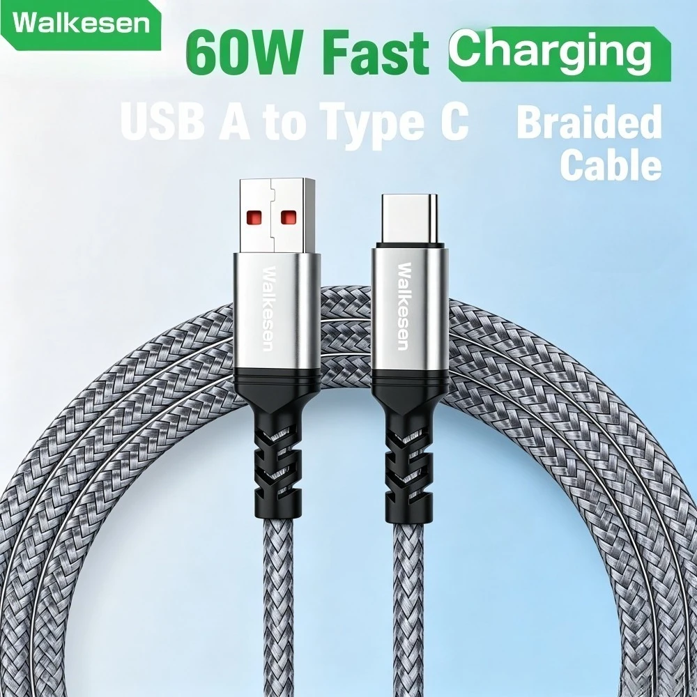 Walkesen 60W USB C to Type C Quick Charge Wire PD QC3.0 Fast Charging Data Sync Cable For iPhone Xiaomi Samsung 1M 2M 3M 5M 8M
