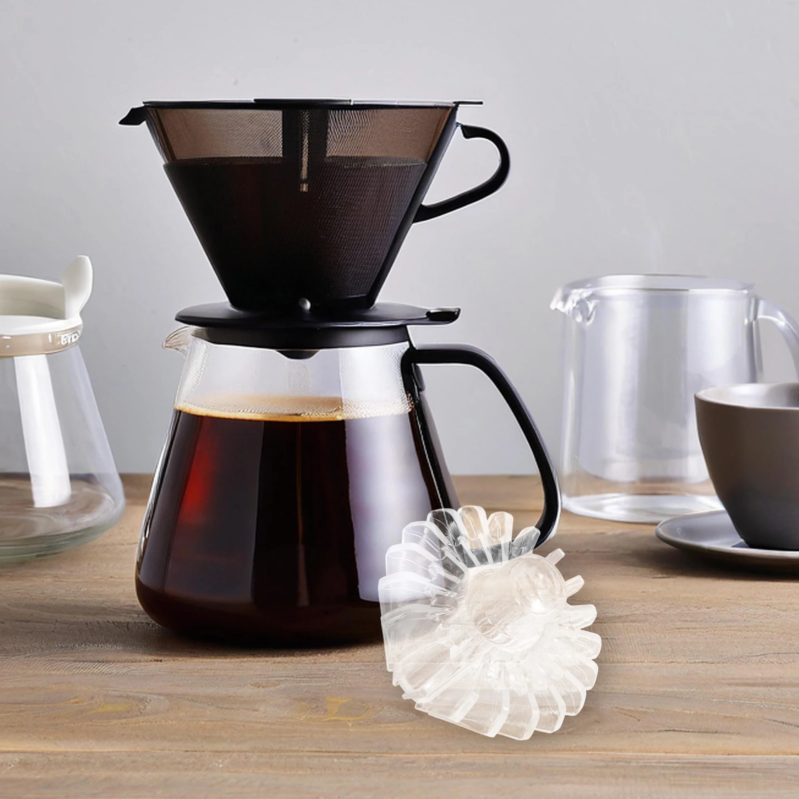 

Coffee Filter Paper Fixer Portable Powder Cup Strainer Holder Acrylic Stand Travel EspressoReusable Filters Precise Filtration
