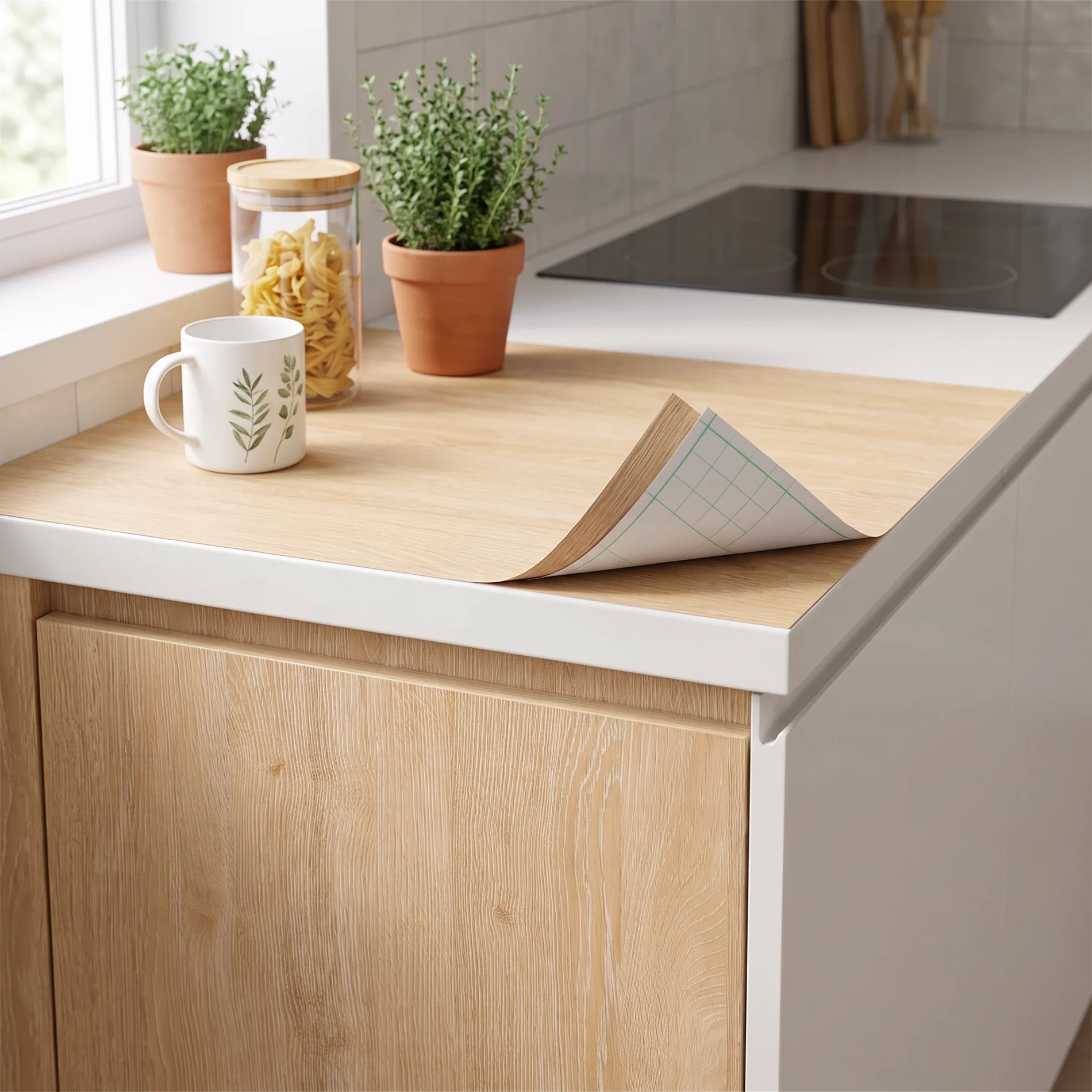 Light Oak Wood Grain Contact Paper Self Adhesive Waterproof Vinyl Sticker for Kitchen Counter Cabinet Table Furniture Renovation