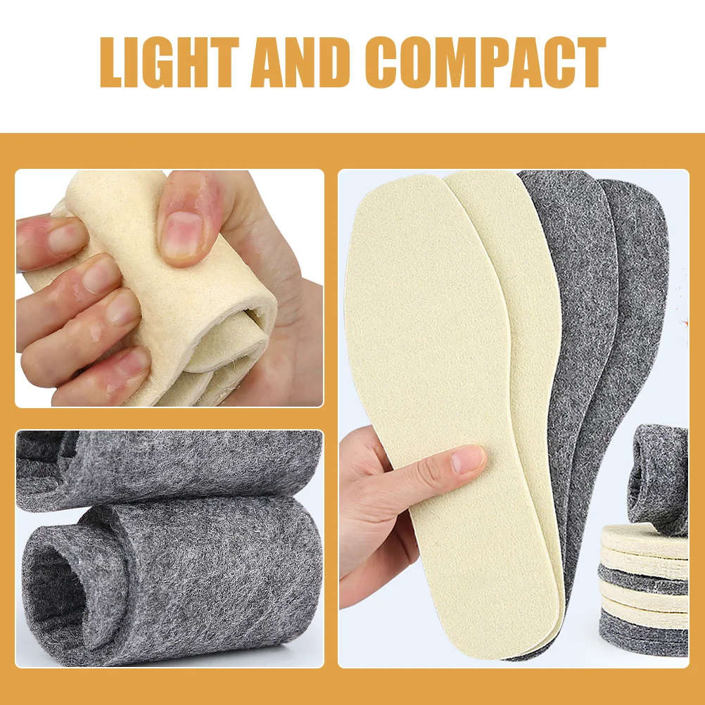 6 Pairs Wool Insole Shoe Inserts Woolen Insoles Winter Parts Unisex for Women Boot Supple Cushions Sports Universal Women's