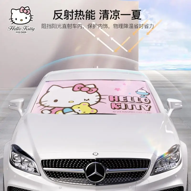 Sanrio Car Windshield Umbrella Insulated Umbrella Hello Kitty Cartoon Car Sun Protection Insulated Sunshade Accessories Gift