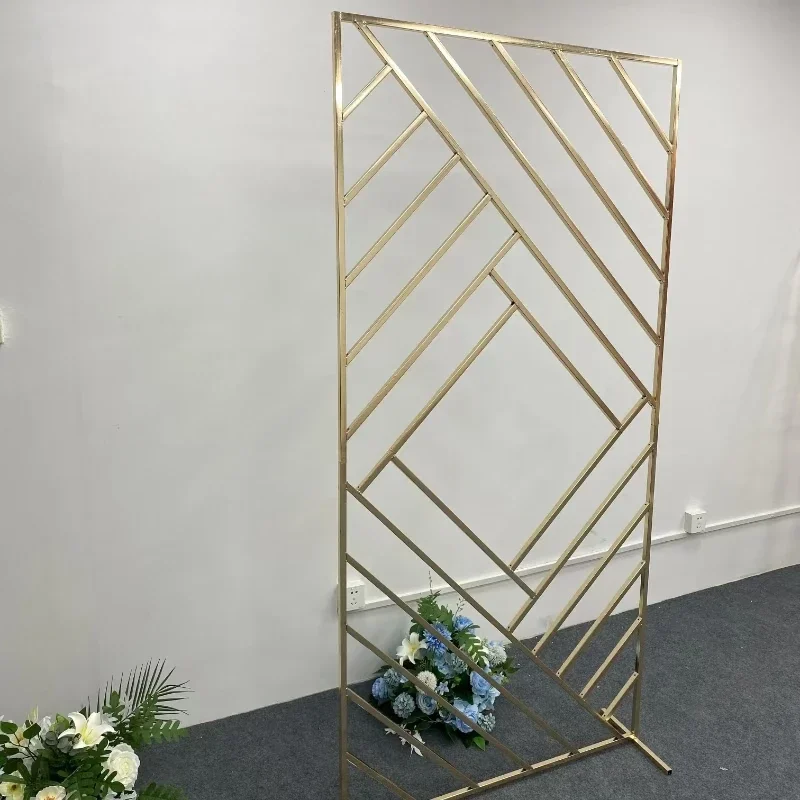 Wedding Big Geometric Frame Screen Backdrops Decoration Flower Arch With Bouquet Stand Floral Balloon Backgrounds Props 4pcs