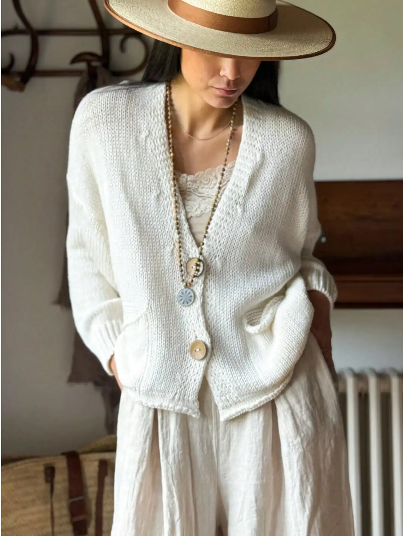 

Женский ретро-кардиган в повседневном стиле - мягкий акриловый свободный элегантный кардиган с длинными рукавами для осени и зимы