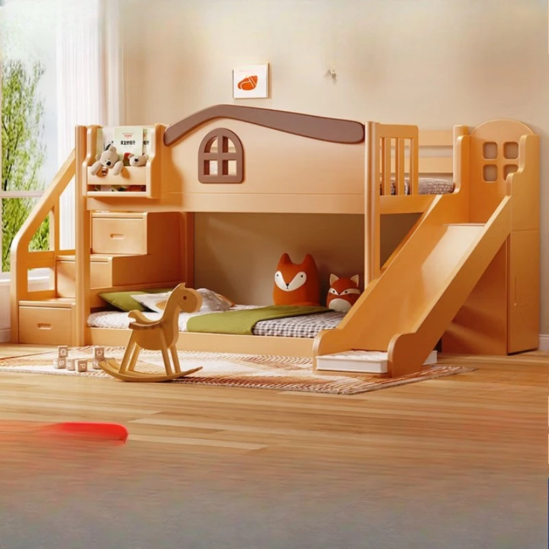 

Solid wood children's bed, the same width high and low bunk small apartment bed