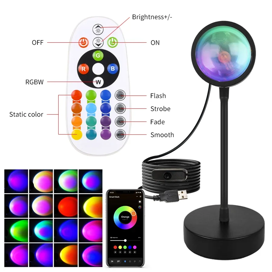 

Smart Sunset Lamp Tuya LED Night Ligh USB RGB Smart Life APP Remote Projection For Room Decoration Photography Festival Birth