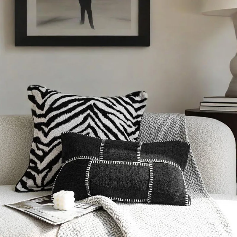 30x50/48X48CM Black White Throw Pillow Cover Modern Light Luxury Stamping Waist Cushion Cover Decor Home Decorative Pillowcase
