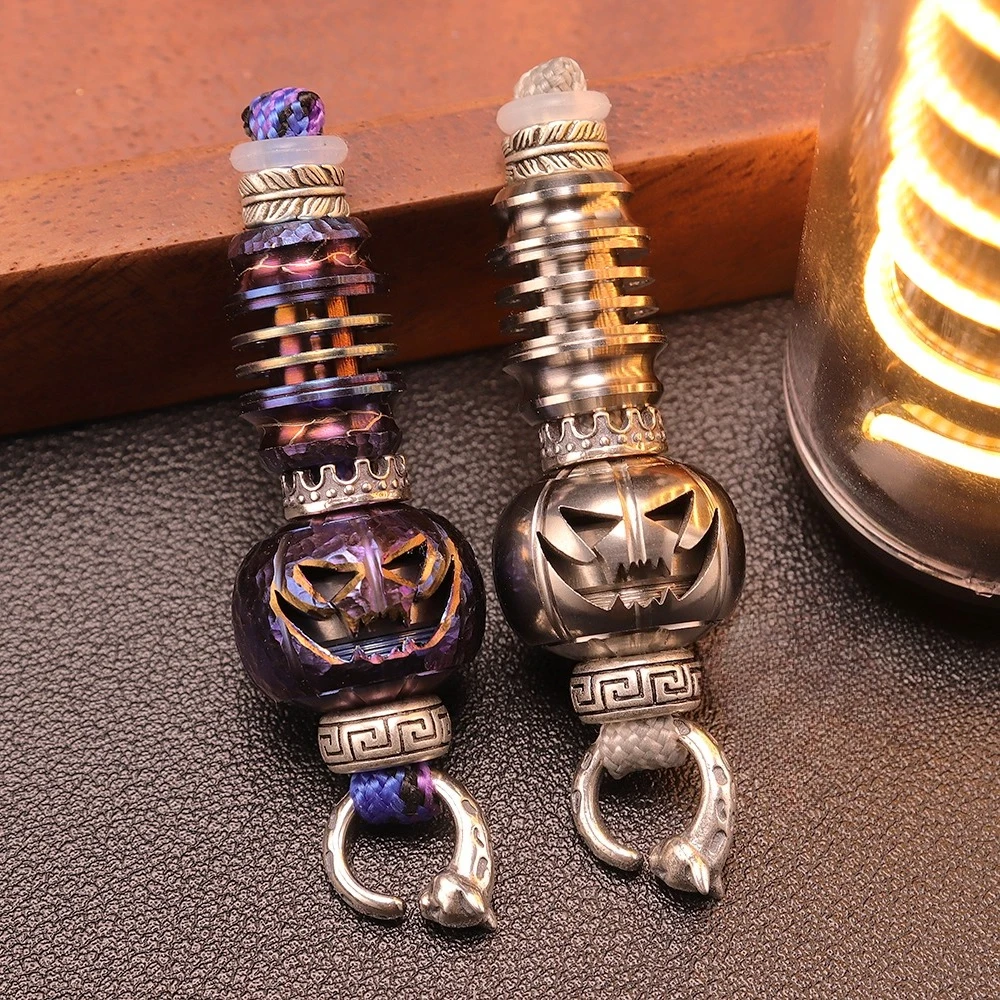 Pumpkin EDC Handmade Woven Pendant Fingertip Push Card Pendant EDC Stress Relief Toy