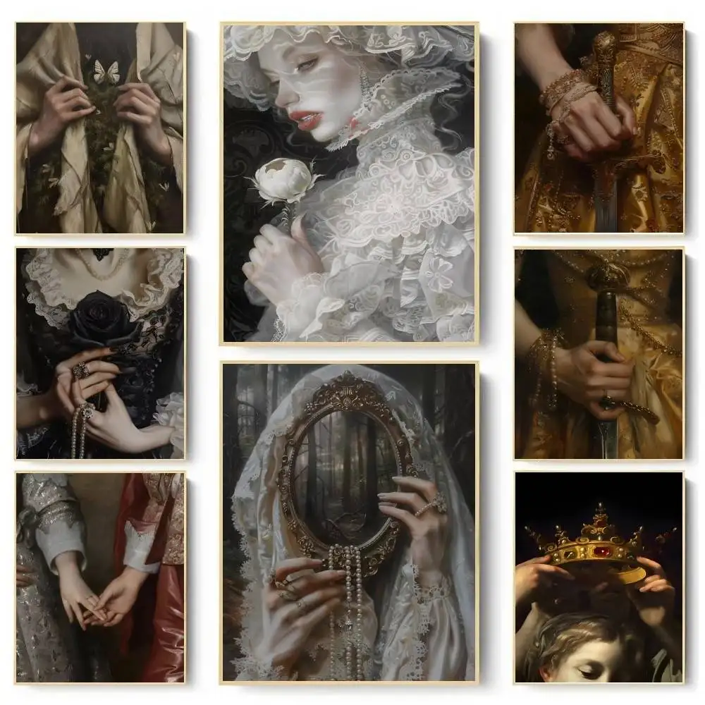 1pc Baroque Antique Romantic Medieval Aristocratic Dynasties Poster Sticker Print Waterproof Wall Art For Living Room Home Decor