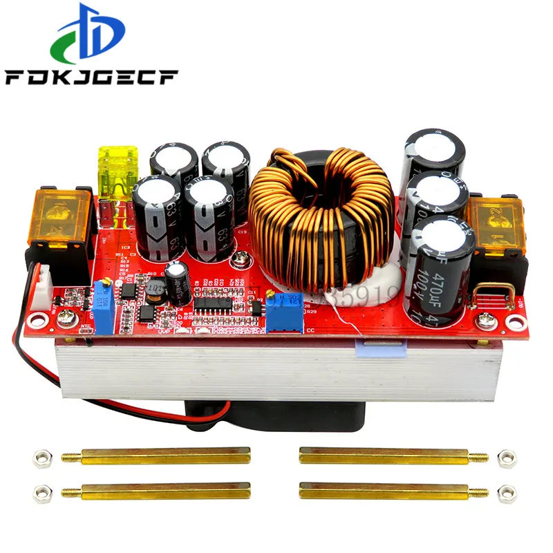 

DC-DC 1500 Вт 30A повышающий преобразователь напряжения, Повышающий Модуль источника питания CC CV, модуль постоянного тока с вентилятором от 10-60 в до 12-90 в