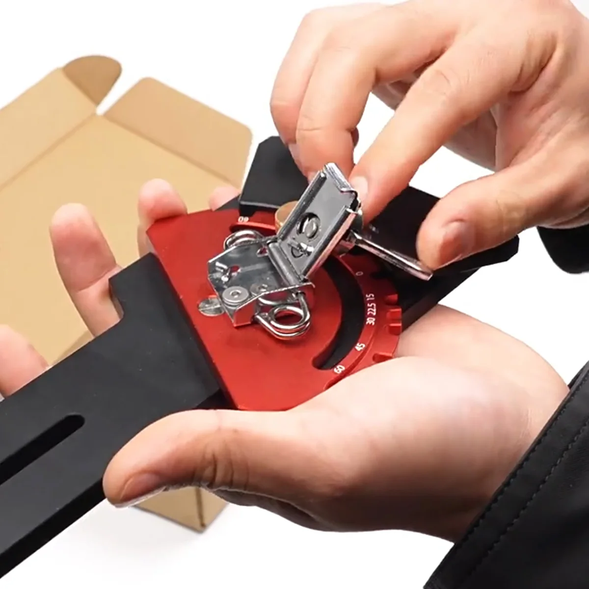 Adjustable Angle Track Saw Square,with -60° to 60° Quick Positive Angle Stop,Guide Rail Square Compatible Includes Protractor