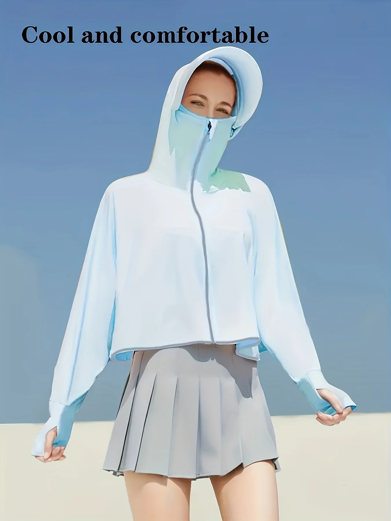 Women's Summer UV Sunscreen Jacket with Hood & Face Mask, Breathable