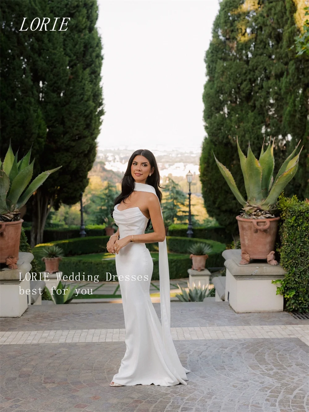 LORIE فاخر الوهم حورية البحر فستان الزفاف مطوي بلا أكمام فساتين زفاف أنيقة قارب الرقبة ثوب زفاف مخصص 2026