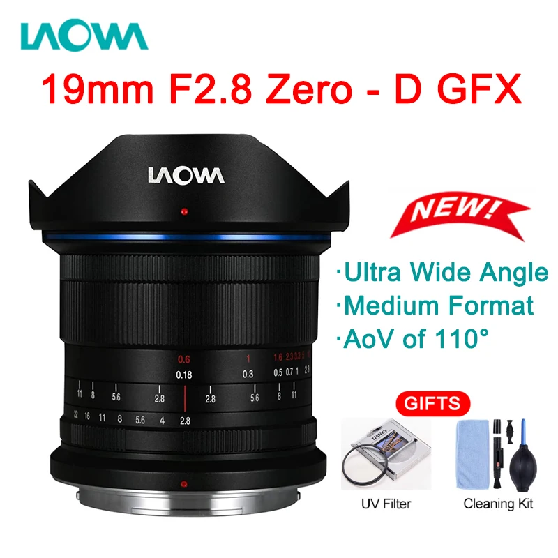 Laowa 19mm F2.8 Zero-D GFX Camera Lens Ultra Wide Angle Medium Format Starry Sky Fixed Focus Lens for Fuji GFX Mount Cameras