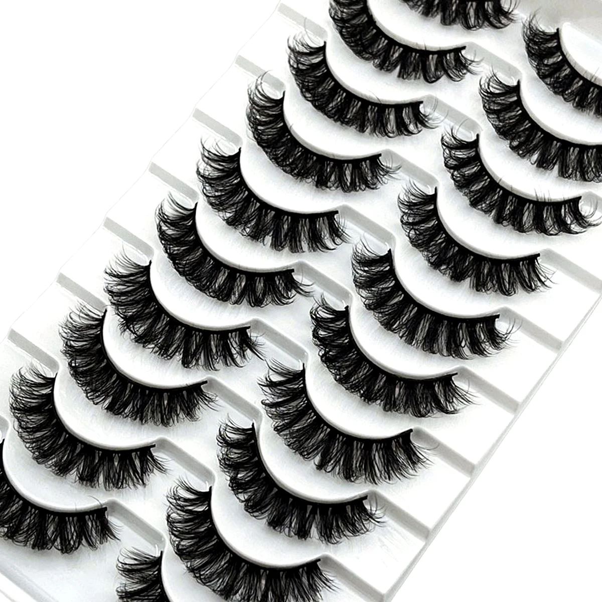 10 Pairs DD curl Russian Strips Lashes Faux Mink Makeup Lashes 3D Mink Lashes Natural False Lashes Eyelashes Extensions