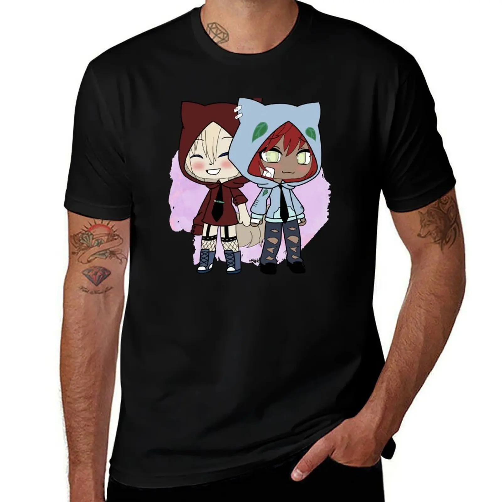 

Gacha Life Couple - Koko-chan and Yu-kun T-Shirt Summer Print Short Sleeve Tee
