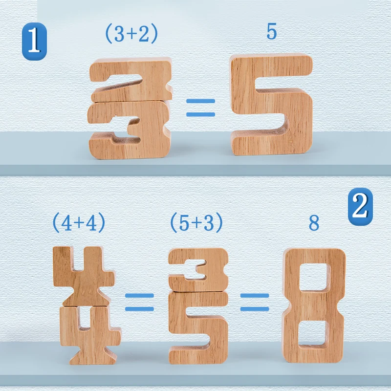 Décennie s de construction de chiffres en bois naturel, jouets mathématiques numériques, jouet de nuit d'équilibre pour bébé, Montessori dos, jouets mathématiques pour enfants