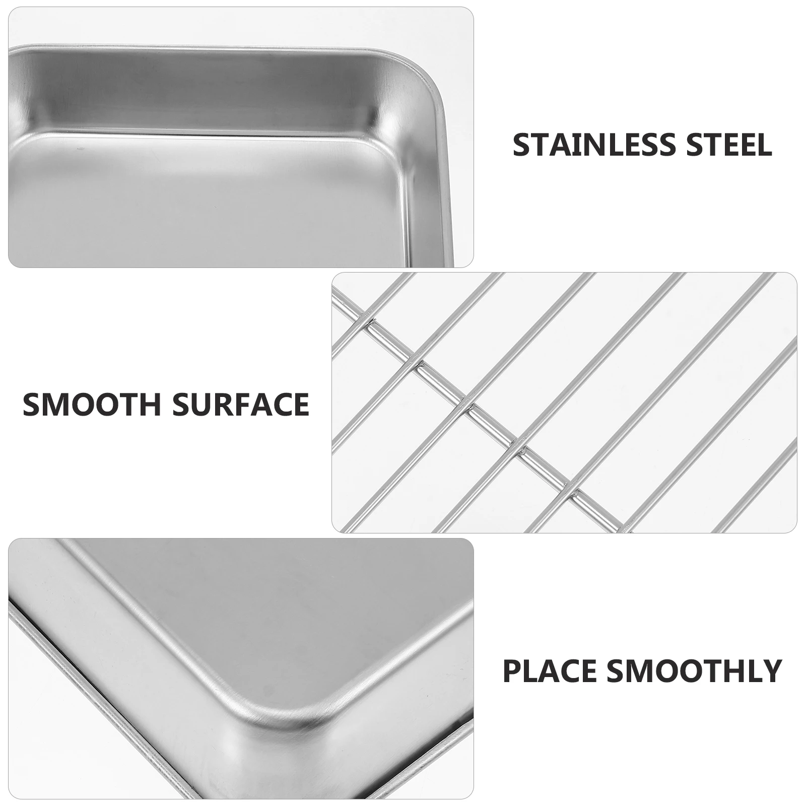 

1 Set Stainless Steel Baking Tray With Rack Food Grade Large Capacity Rust Resistant For Roasting Cake Bbq Chicken Vegetable Oil