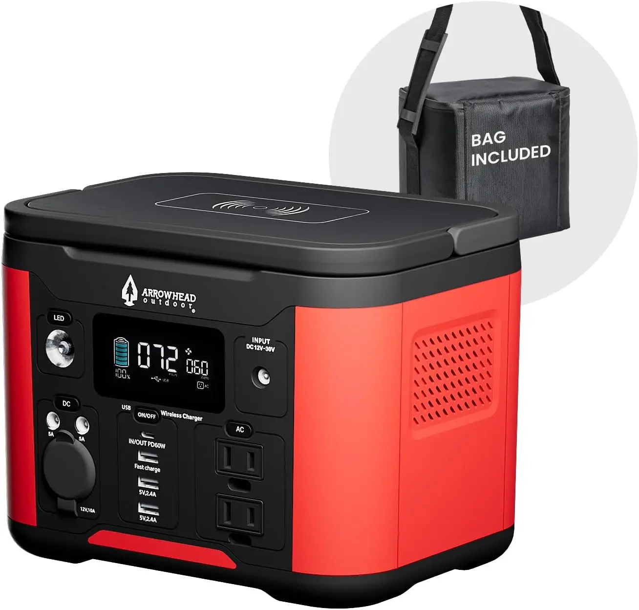 

296W Portable Power Station Lithium Solar Generator 120V/300W (Peak 600W) Pure Sine Wave AC Outlet USB-C PD 60W Case Outdoor