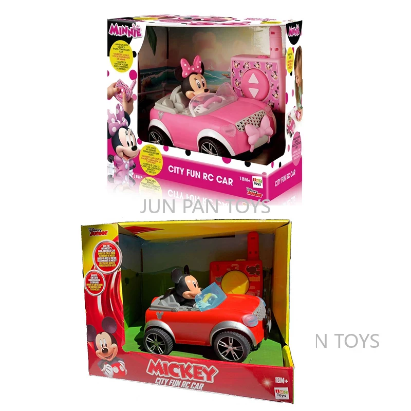 Coche de Control remoto Disney Junior Mickey Minnie Mouse City Fun RC coche clásico personajes de dibujos animados de Anime modelo de coche de Control remoto