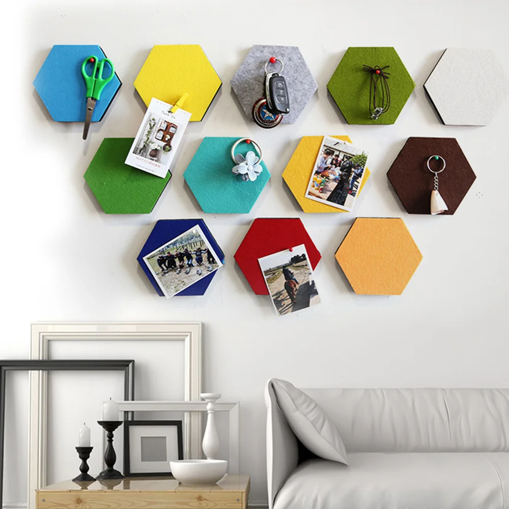 

10Pcs Creative Hexagon Felt Wall Stickers Colorful Self-Adhesive Message Board Decorative Sticker DIY Felt Wall Sticker